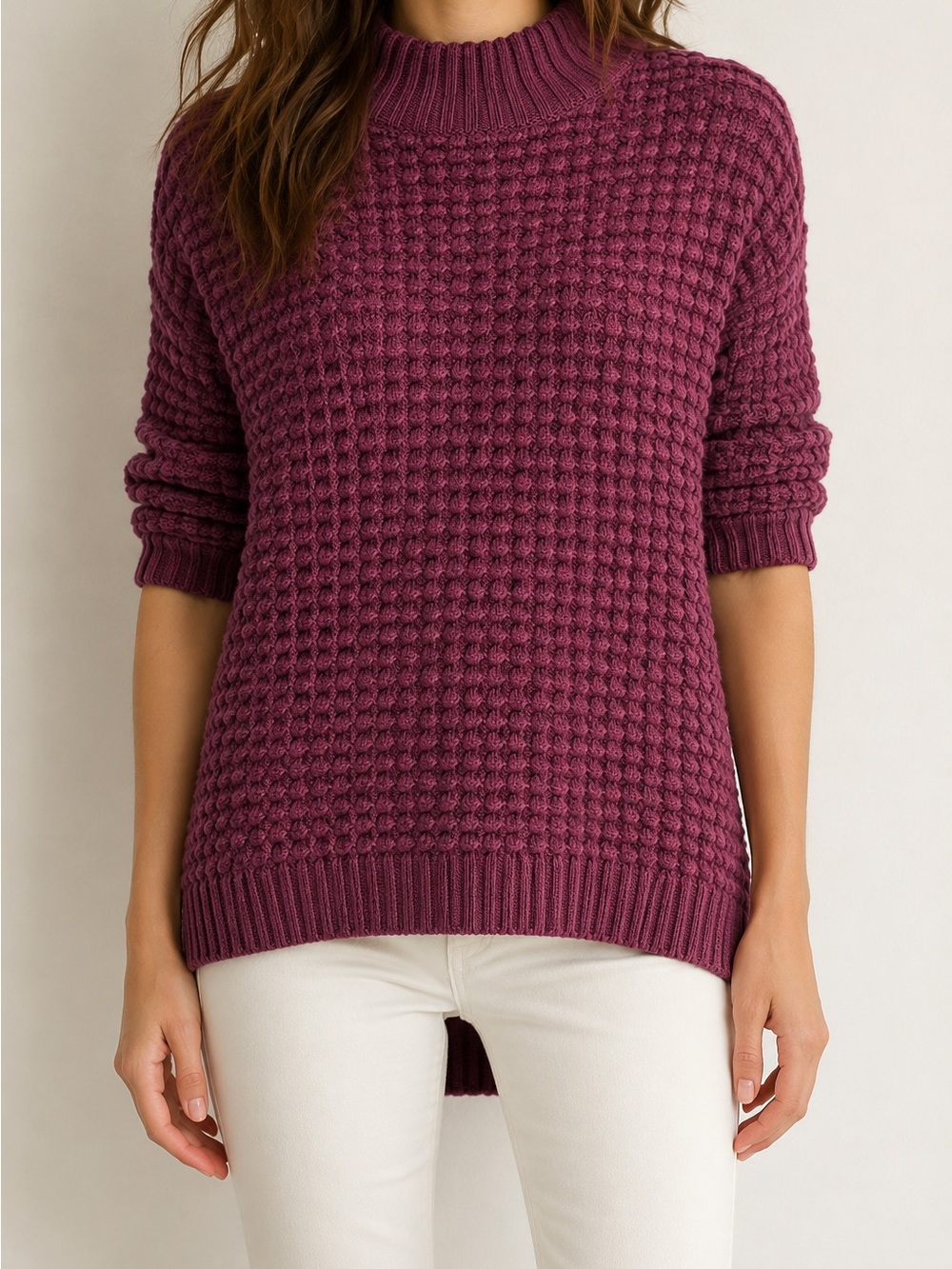 French Connection Plum Textured Cowl-Neck Sweater